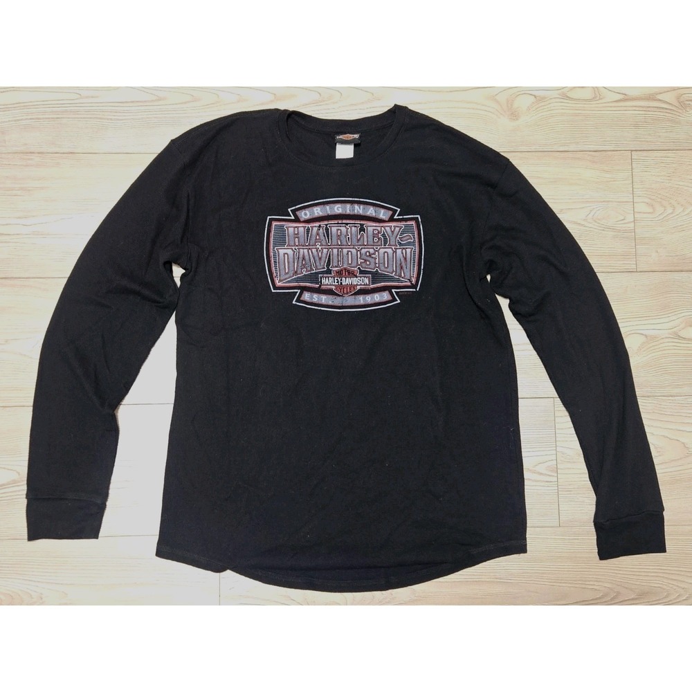 Harley‎ Davidson Shirt Long Sleeve Mens Large New Castle PA Double Sided Black